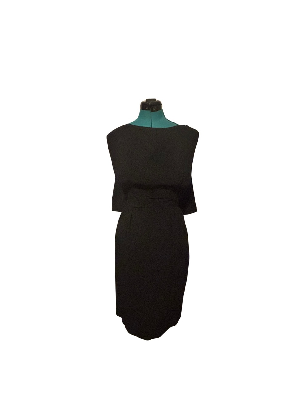 Vintage 1950s Miss Brooks Black Cocktail Dress with Train Sz S/M